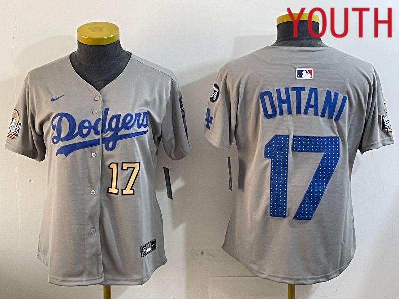 Youth Los Angeles Dodgers #17 Ohtani Grey Game 2024 Nike MLB Jersey style 12051